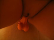 Wife plumbs faux-cock in douche