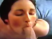 Bitch wifey fellating spunk pump and licking balls for cum facial cumshot 2
