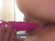 Wife dildo porking pussy until she has jism running into her rectum